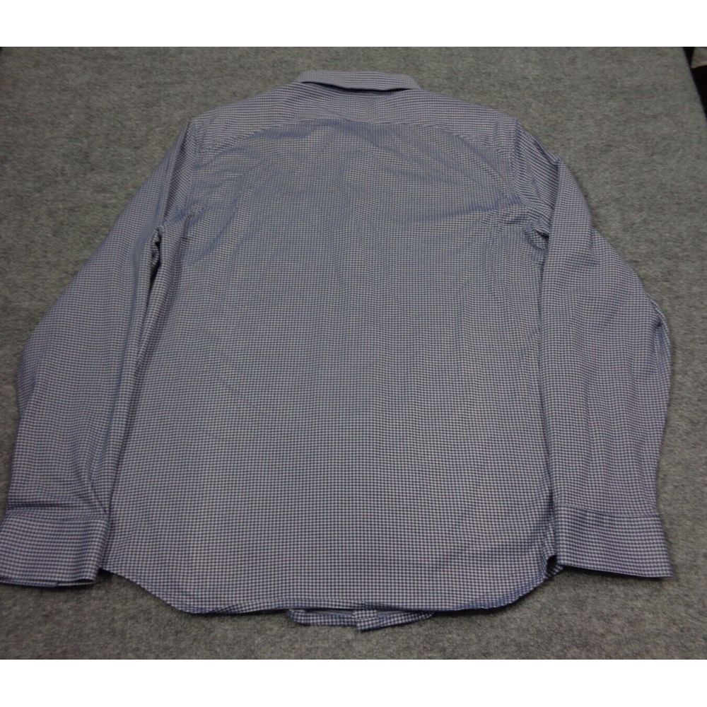 Ministry of Supply Shirt Men 2XL White Blue Gingham Plaid Stretch Button Down - Picture 5 of 10